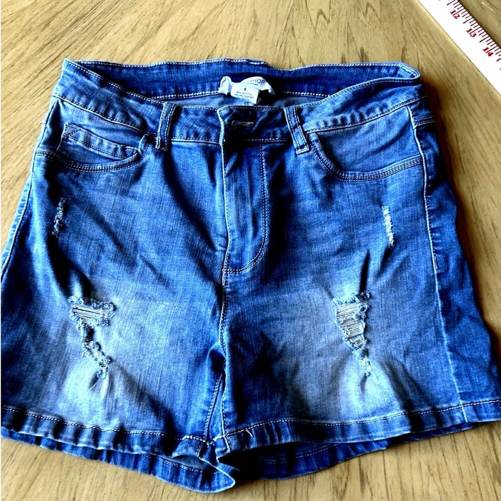 Workshop Republic jean stretch Shorts Womens 6 Denim Distressed Grunge Boho Med